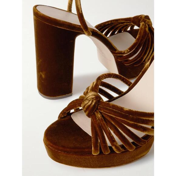 NEW LOEFFLER RANDALL women's rivka knot platform sandal in dark brown